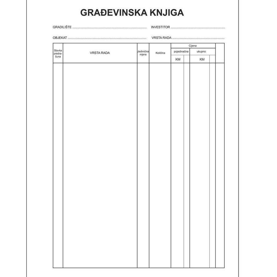 Građevinska knjiga A4