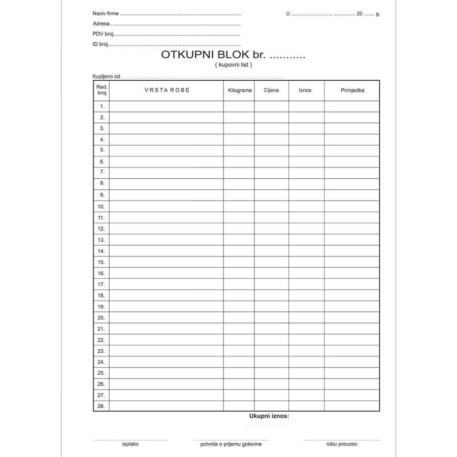 Otkupni blok A4