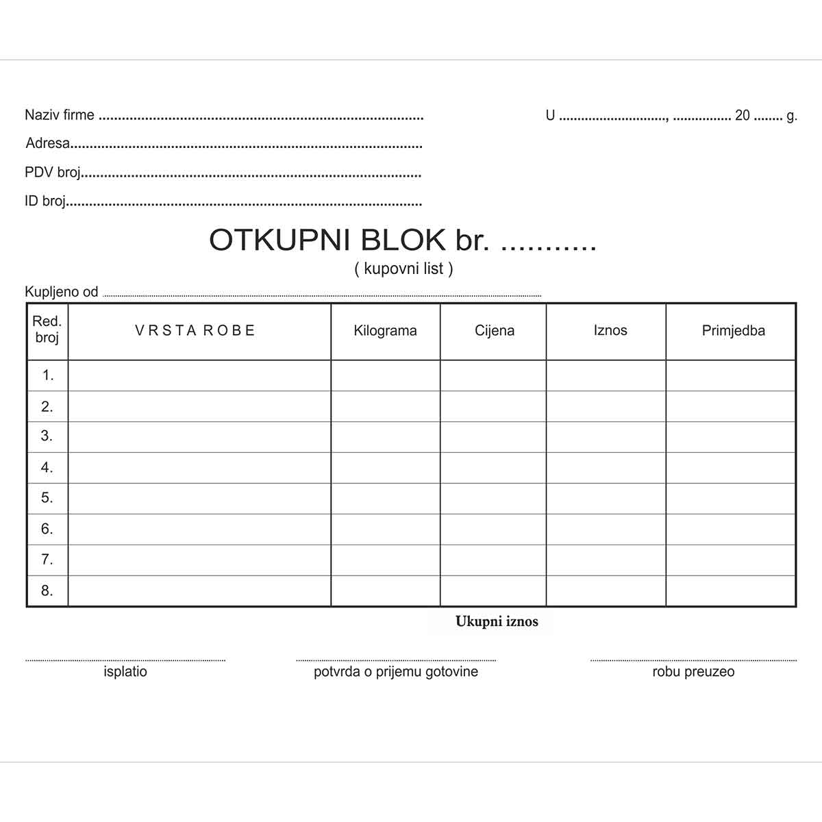 Otkupni blok A5